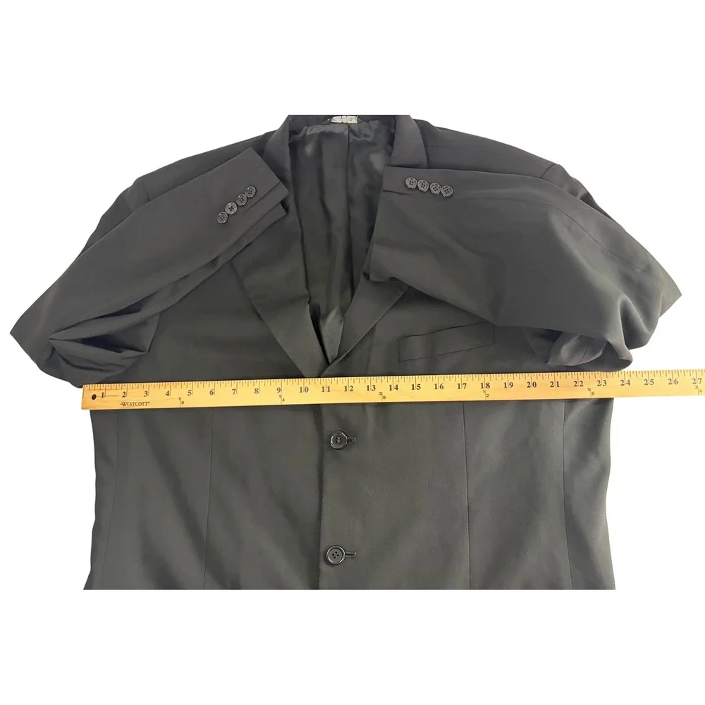 Adolfo Mens Suit Jacket 42-36L Black Super 120s Wool 3-Button‎ Blazer Italy